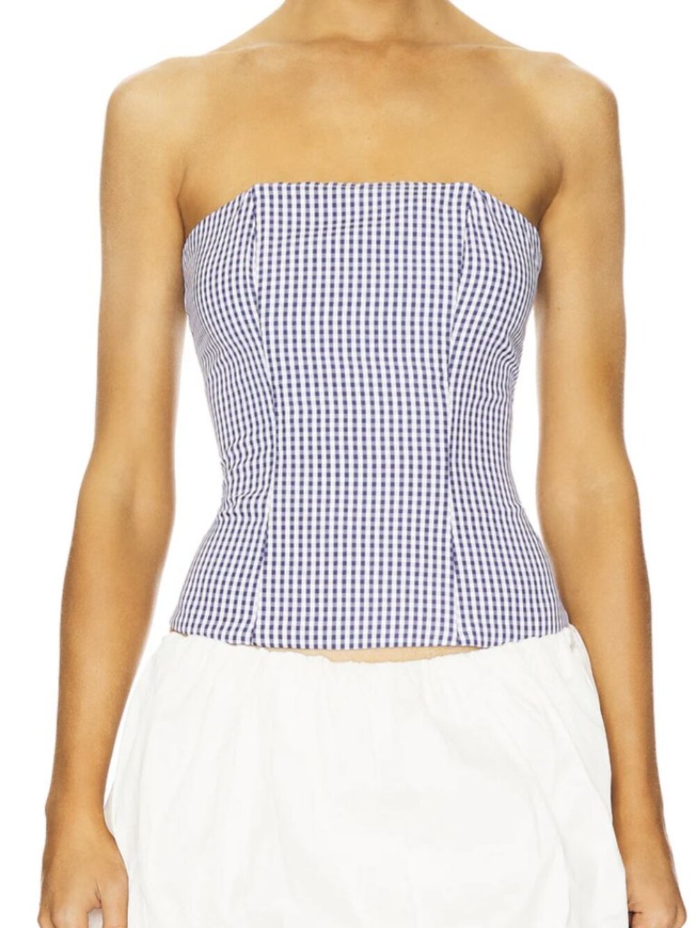 More To Come - Tina Corset Top - Blue/White Gingham